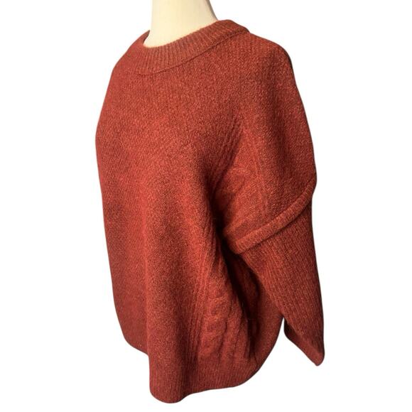 Madewell NEW Cable Havener Pullover Sweater 2X Wool Angora Heather Auburn $98 - Picture 2 of 10